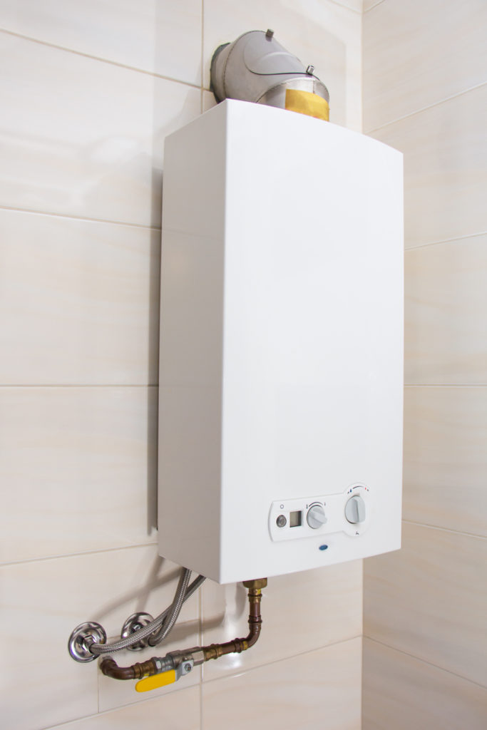 Home gas water heater - boiler in bathroom for hot water
